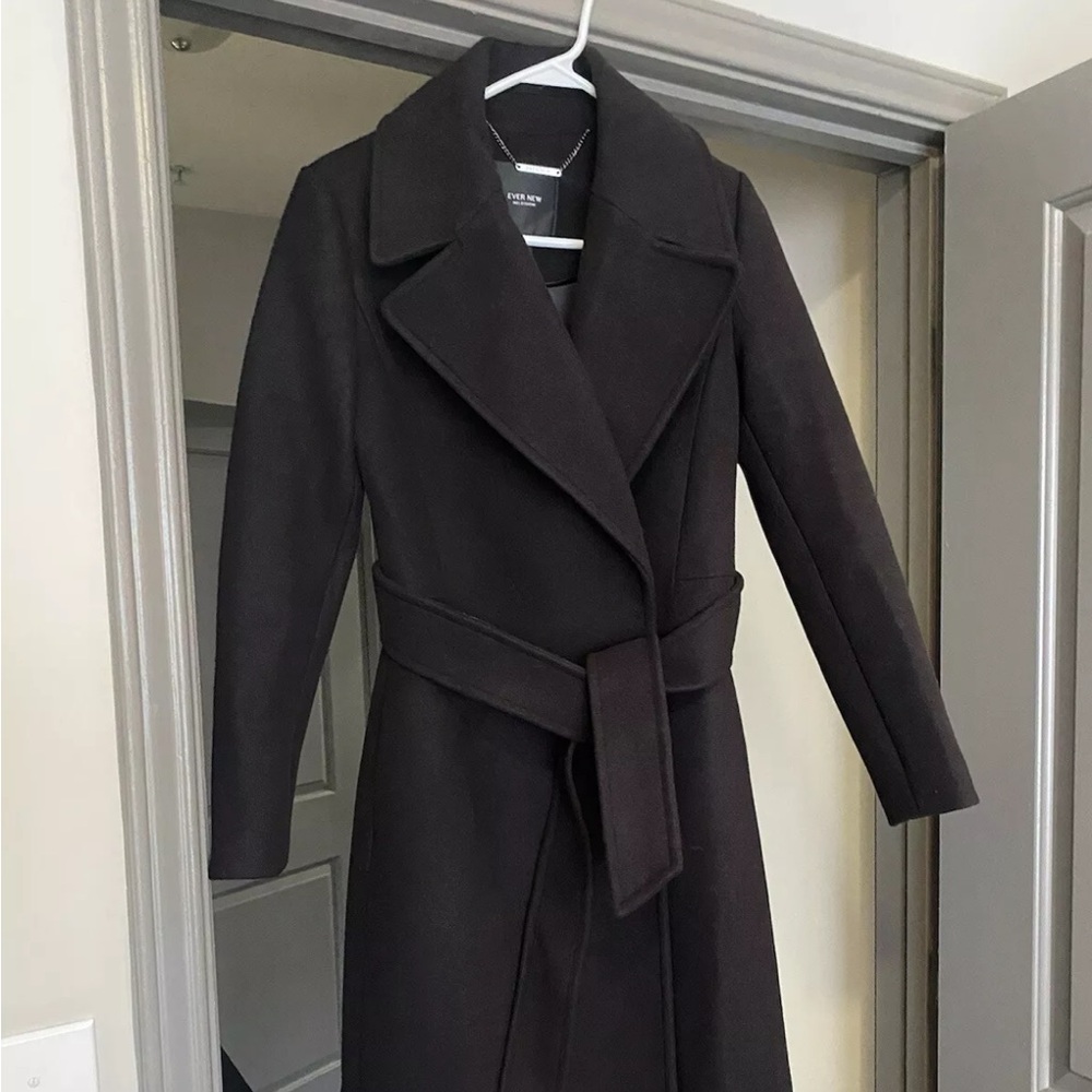 Black long formal wrap winter coat
